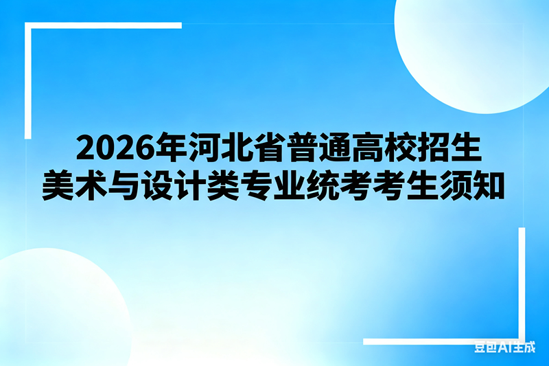 2026年河北省普通高校招生艺术类专业统考考生须知